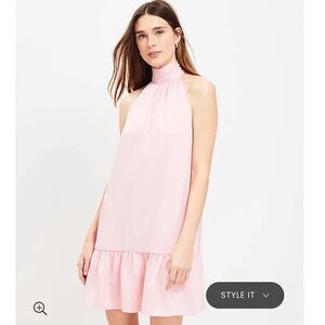 Pretty in pink Beautiful Loft halter swing dress. Size M. Ribbon tie in back NWT